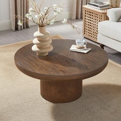 Ostweer Round Tea & Coffee Table Dark Brown Decorative Table Center Table