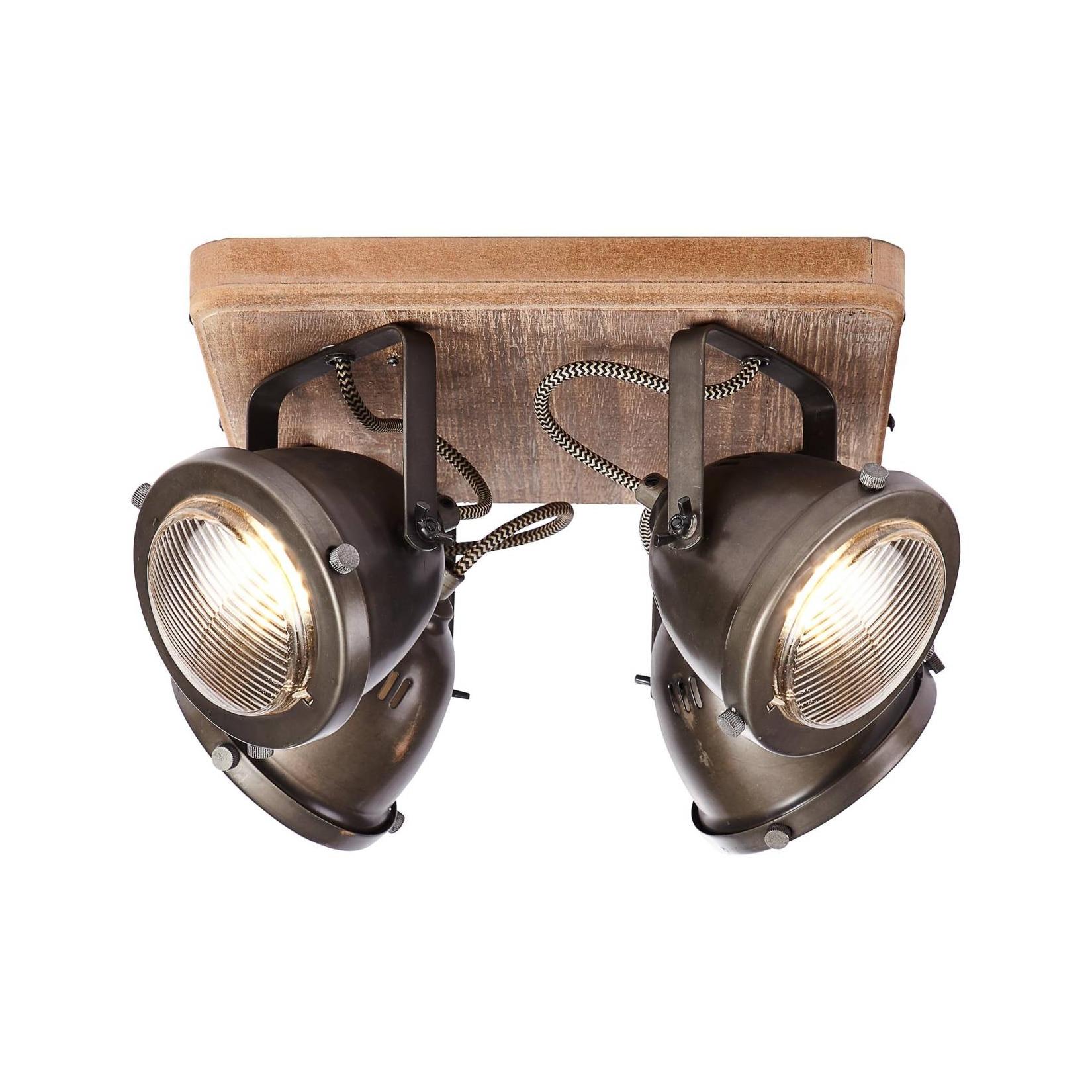 BRILLIANT Lampe Carmen Wood Spotplatte 4flg burned steel/holz 4x PAR51, GU10, 5W, geeignet für Reflektorlampen (nicht enthalten) Köpfe schwenkbar