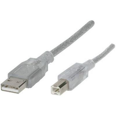 Renkforce USB-Kabel USB 2.0 USB-A Stecker, USB-B Stecker 1.80m Transparent RF-4538144