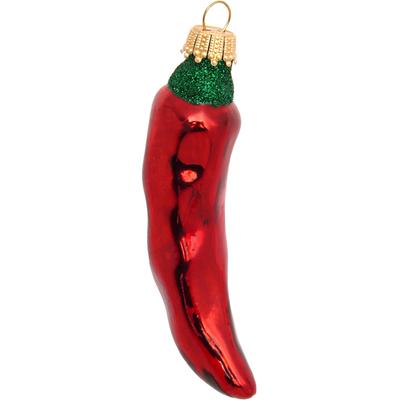 Christbaumschmuck KREBS GLAS LAUSCHA "Chilli", rot, B:2cm H:9cm T:9cm Ø:9cm, Glas, Weihnachtsbaumschmuck, Glas, 1 Stück
