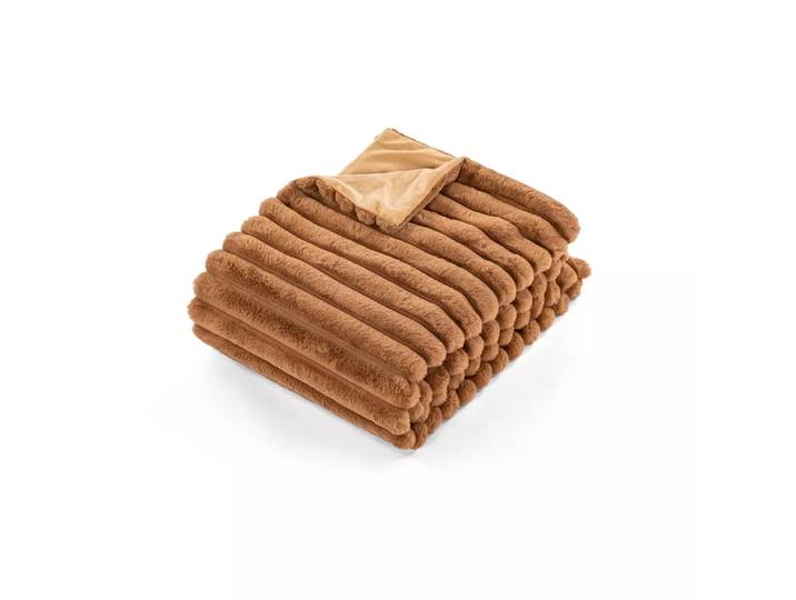 Tiseco - Decke Rabbit Stripe, 130 x 170 cm, Braun Medium