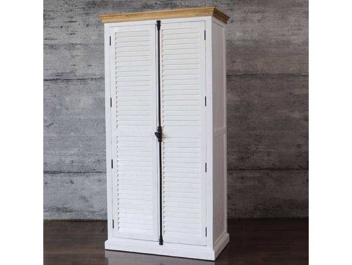 Kleiderschrank 100cm weiss GUER Lamellenschrank Garderobe massiv Shabby