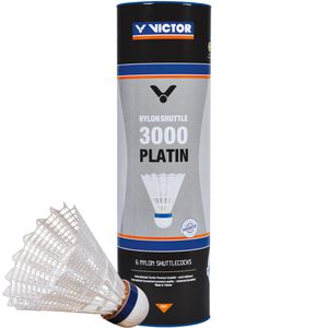 VICTOR Badminton-Bälle Nylon Shuttle 3000 Platin, Spielball, mittel, weiß, 6 Stück