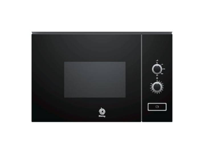Balay Einbau-Mikrowelle, Höhe 38 cm, 5 Leistungsstufen, Aqualisis, Drehteller 25,5 cm, schwarzes Glas, 3CP5002N3