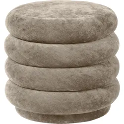 Round Velvet Pouf beige