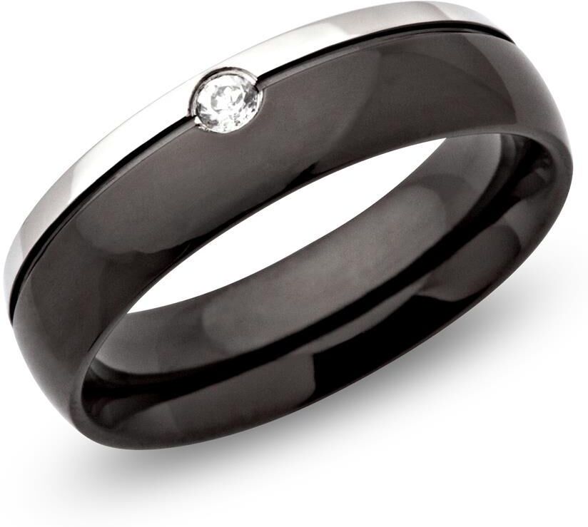 Unique Ionisierter Edelstahlring Zirkonia 6mm schwarz