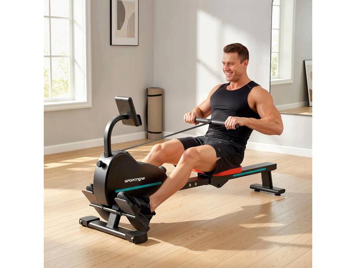 SPORTNOW Rameur 16 Niveaux Résistance Bluetooth App Domestique