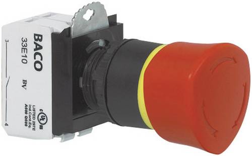 BACO L22ER01D Not-Aus-Schalter Frontring Kunststoff, Schwarz 600V 10A IP69K 1St.