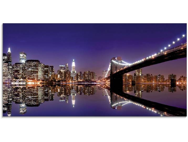 Glasbild ARTLAND New York Skyline , lila (farbe bild(er): lila), B:60cm H:30cm, Bilder, Glasbild, in verschiedenen Grössen
