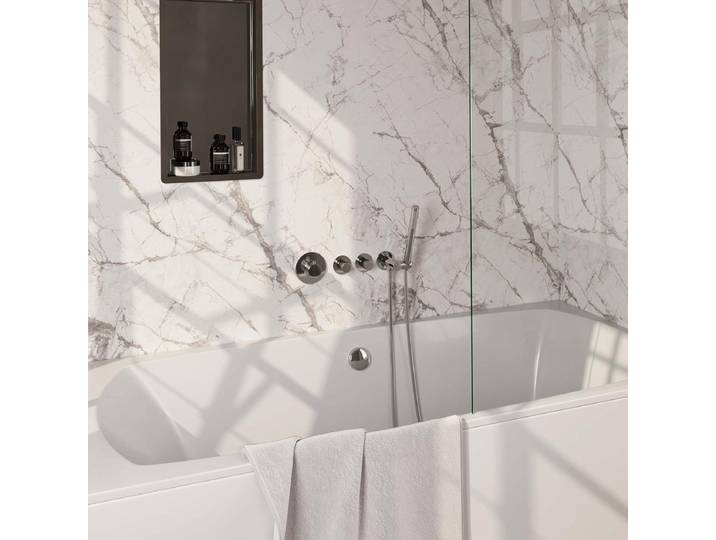 Brauer Chrome Carving Thermostatische Inbouw Badkraan Badvulcombinatie - Staaf - Doucheslang - Wandaansluitbocht - Handdouche - Chroom
