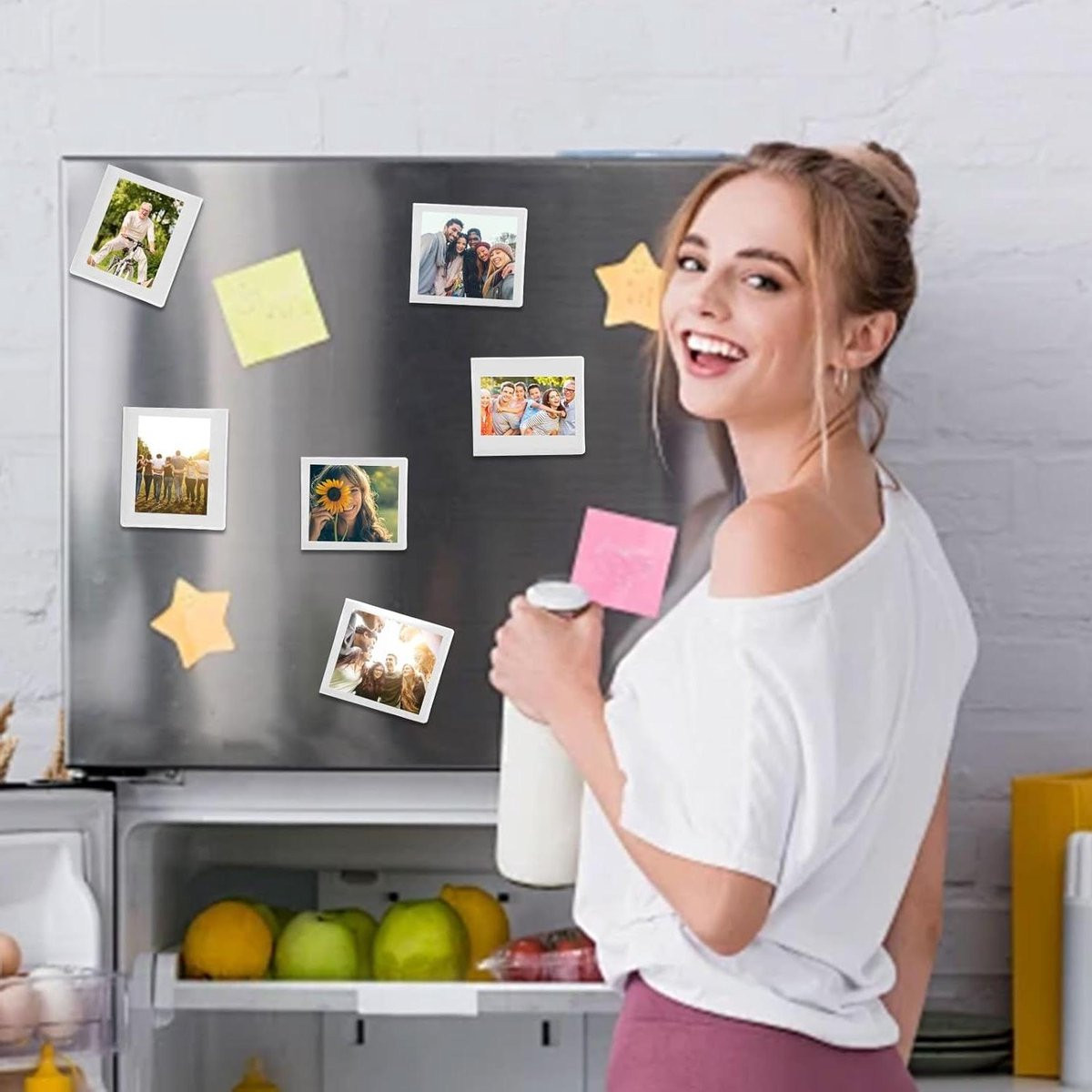 Set van 10 witte magnetische fotolijsten voor koelkast decoratie