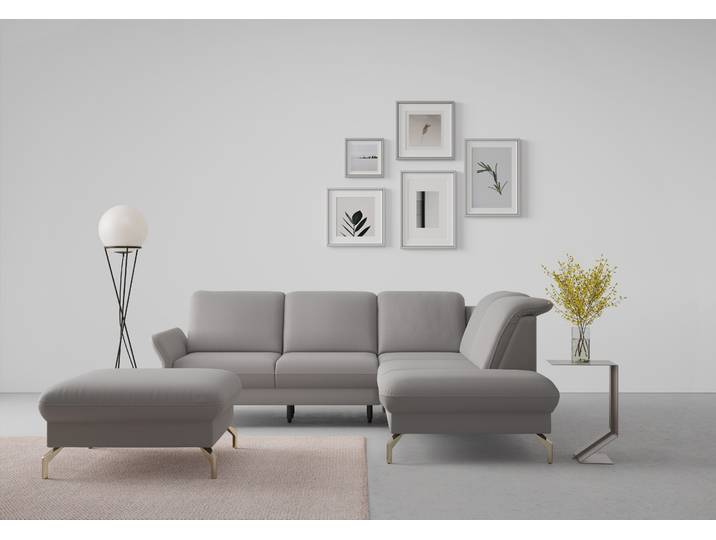 Ecksofa, 250x207 cm, Luxus-Microfaser, Grau, Mit Kopfteilverstellung & Motorisch, Modern, sit&more