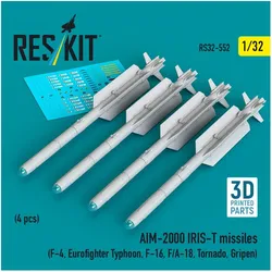 ResKit AIM-2000 IRIS-T missiles (4 pcs) (F-4, Eurofighter Typhoon, F-16, F/A-18, Tornado, Gripen) (3D Print