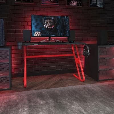 Lancaster Home Professional Gaming Ergonomic Desk with Cup Holder and Headphone Hook