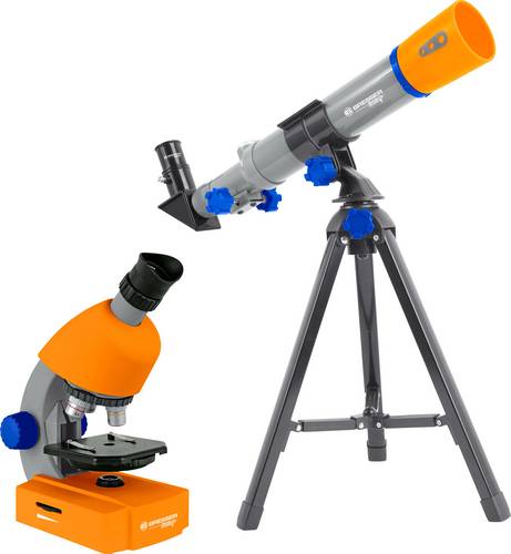 Bresser Optik Junior Teleskop & Mikroskop-Set Linsen-Teleskop Azimutal Achromatisch Vergrößerung 20 bis 32 x