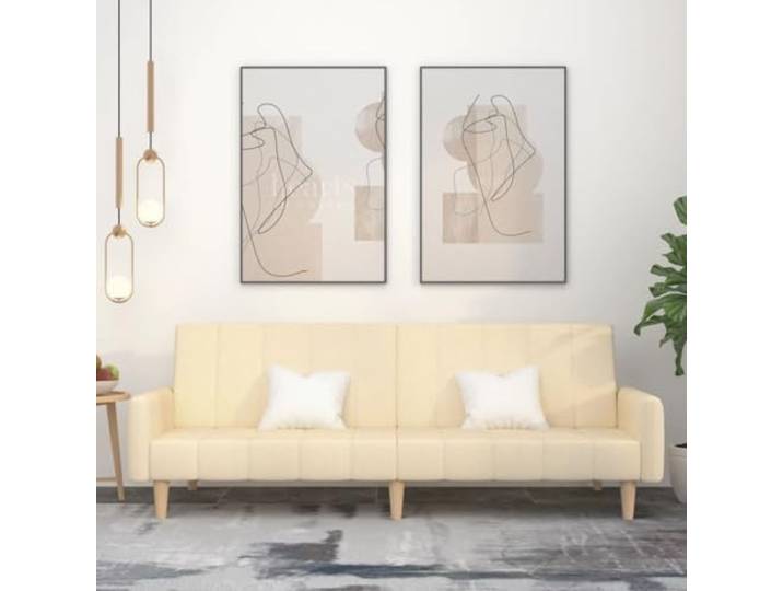 HEFZGDB Schlafsofa 2-Sitzer Creme Stoff Bettcouch Gästebett Wohnzimmer Schlafmöbel Sofa Bett 2-in-1 Funktion Doppelbett Sitzgelegenheit Holzrahmen Stoffbezug atmungsaktiv langlebig