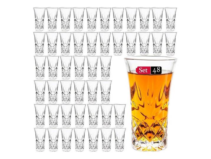 LuxusKollektion Schnapsglas Tequila Gläser Schwerer Boden 60ml 48 Stück, Glas