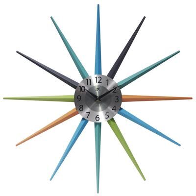 Value Selection Ashling 20.5 Inch Mid Century Modern Wall Clock Colorful Starburst Silent Decor Ashling 20.5 Inch Mid Century Modern Wall Clock Colorful Starburst Silent Decor