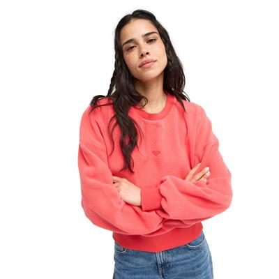 Rundhalspullover ROXY "Chill Story", Damen, Gr. S, pink (hibiscus), Obermaterial: 65% Polyester, 35% Baumwolle., Pullover Rundhalspullover