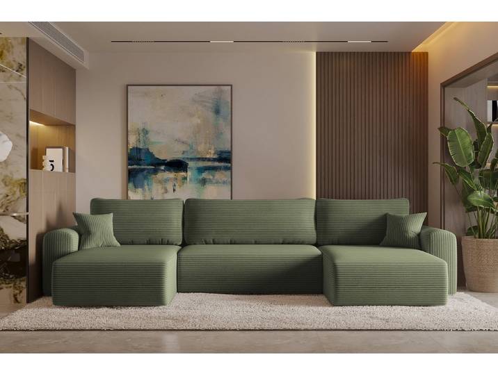 Kaiser Möbel Ecksofa mit schlaffunktion und bettkasten, Sofa U-form, Couch U-form CAPRI, Sofa U-Form / Ecksofa