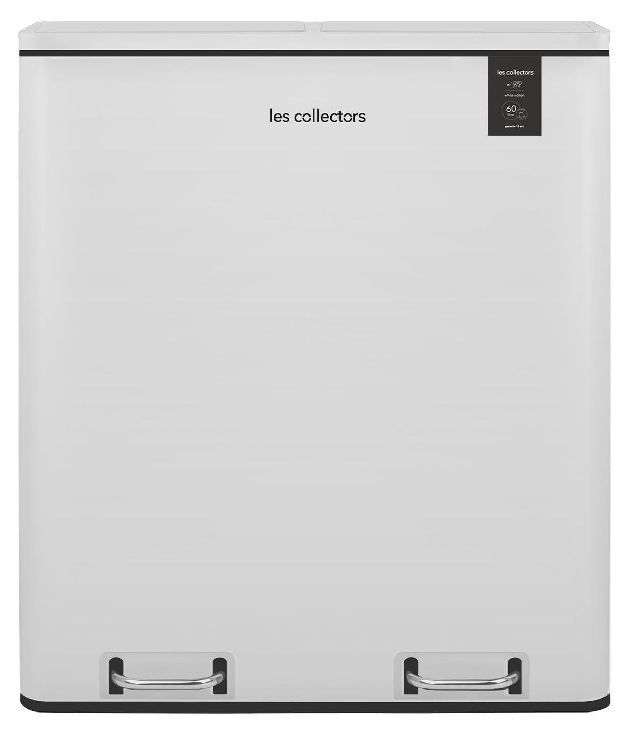 Mülltrenneimer 2x30l Edelstahl matt weiß mit Pedal