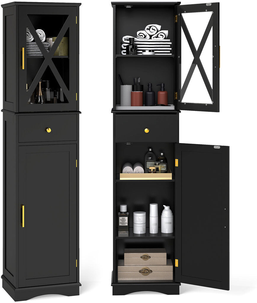 Lark Manor Mounting / Installation Required Linen Cabinet Black 168cm H X 40cm W X 30cm D