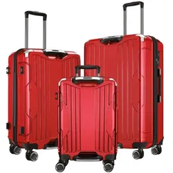 4FLY 3-teiliges Hartschalen-Kofferset »Carbo« rot