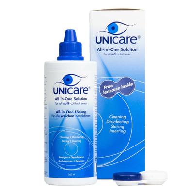 Unicare Alles-in-een Vloeistof Zachte Contactlenzen 360 ml Aufbewahrungs- und Reinigungslösung
