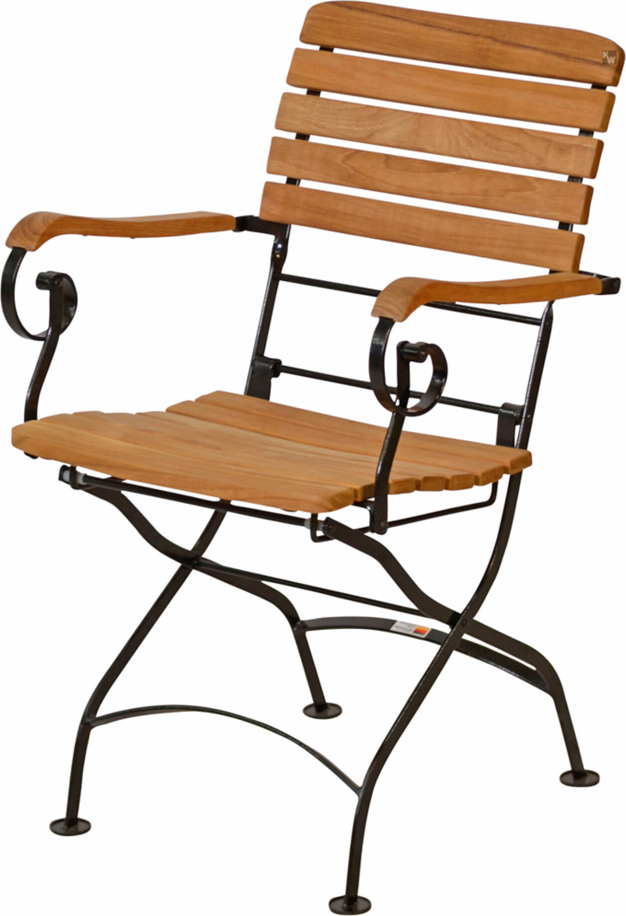 Gartenstuhl Premium Teak Armlehnstuhl klappbar, platzsparender Teak Balkonstuhl rostfreier und langlebiger Teak Stahl Klappstuhl