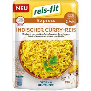 Reis-Fit Fertiggericht Express Reis, indischer Curry-Reis, je 250g, 6 Stück