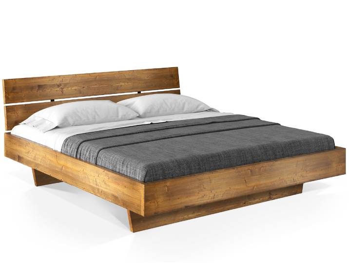 CURBY Wangenbett mit Kopfteil, Material Massivholz, rustikale