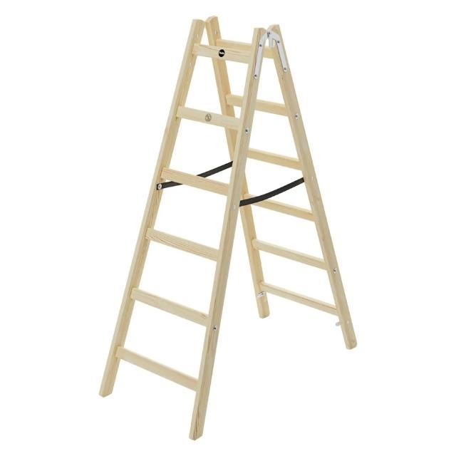 Hailo H40 StandardLine 2x6 Holz-Doppelsprossenleiter (Stehleiter) (8765601)