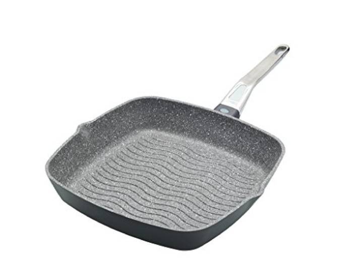 MasterClass - Poêle à Griller Antiadhésive en Fonte d'Aluminium\, Compatible Induction\, 28 cm\, Gris
