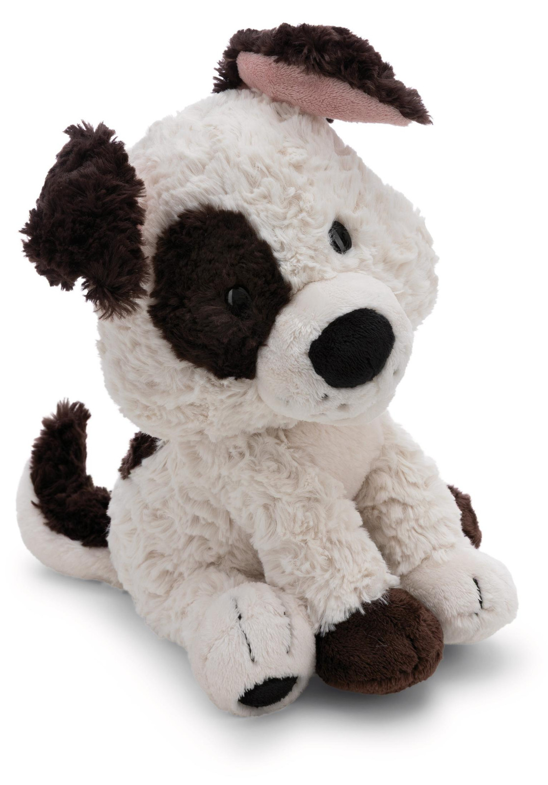 Nici knuffelhond wit/bruin zittend 25 cm