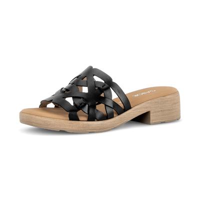 Pantolette GABOR "Pisa", Damen, Gr. 41, Textil, schwarz, Kalbsleder, unifarben, Schuhe Pantolette, Blockabsatz, Sommerschuh in Komfortweite H (= sehr weit)