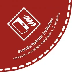 Fußbodenaufkleber Brandschutztür freihalten..., Folie, rutschhemmend, 900x900 mm