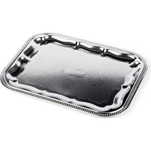 APS Servierplatte 00392 Partyplatte, 41,5 x 31cm, Metall verchromt, eckig