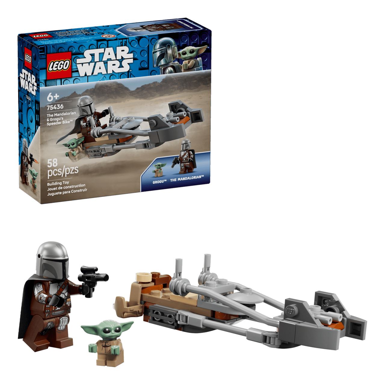 LEGO Star Wars 75436 Der Mandalorianer und Grogu auf ihrem Speeder Bike