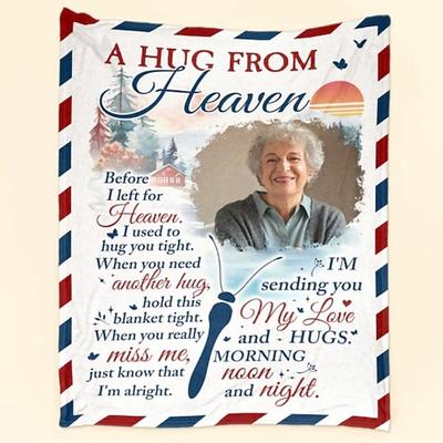 Erinnerungs-Decke Eine Umarmung vom Himmel maßgeschneiderte Decke personalisierte Foto-Decke Erinnerungs-Geschenk
