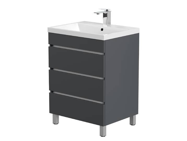 Meuble vasque sur pieds Fellini 70cm Gris/Graphite