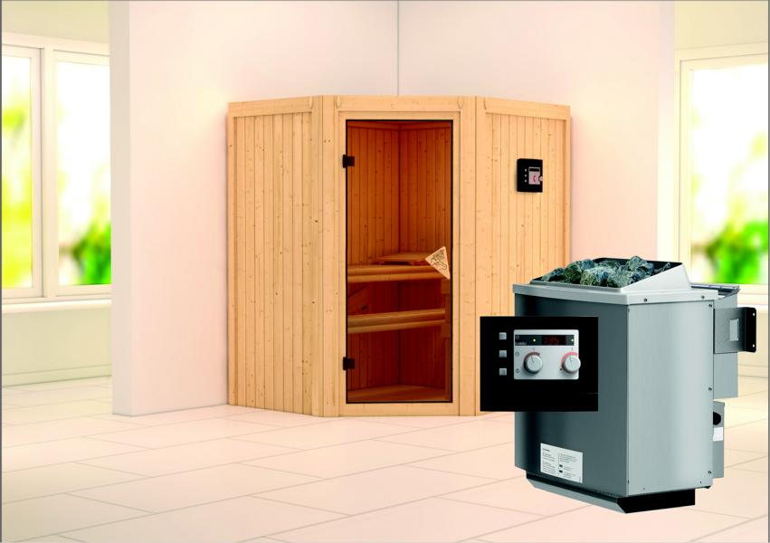 KARIBUHOLZT Sauna Taurin Eck,9kW Bio.Strg easy bronz.GGT 09221833