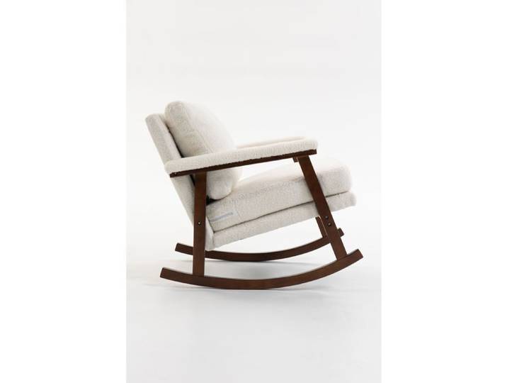 Fauteuil à bascule - Mid-Century - Velours - Haute densité - Blanc