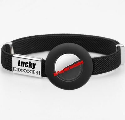 Uplift Essentials Fashion Airtag Cat Collar With Elastic Safety And Customized ID Tag black