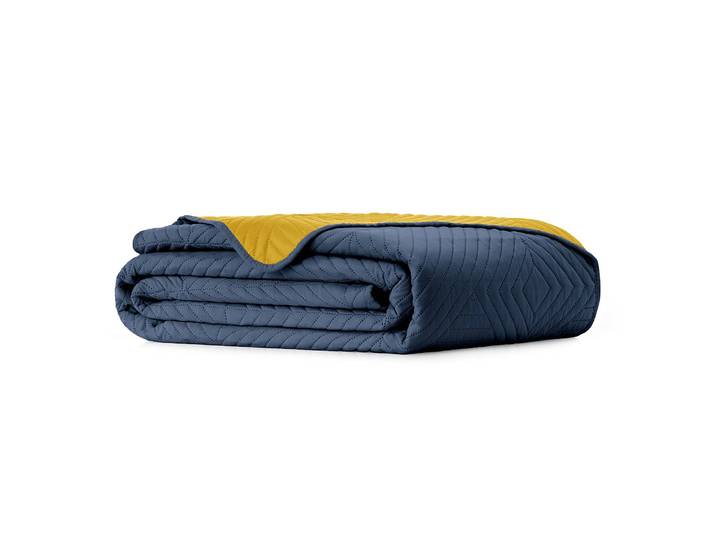 Couverture 220 x 240cm Bleu/Jaune/Gris/Jaune moutarde/Anthracite Microfibre