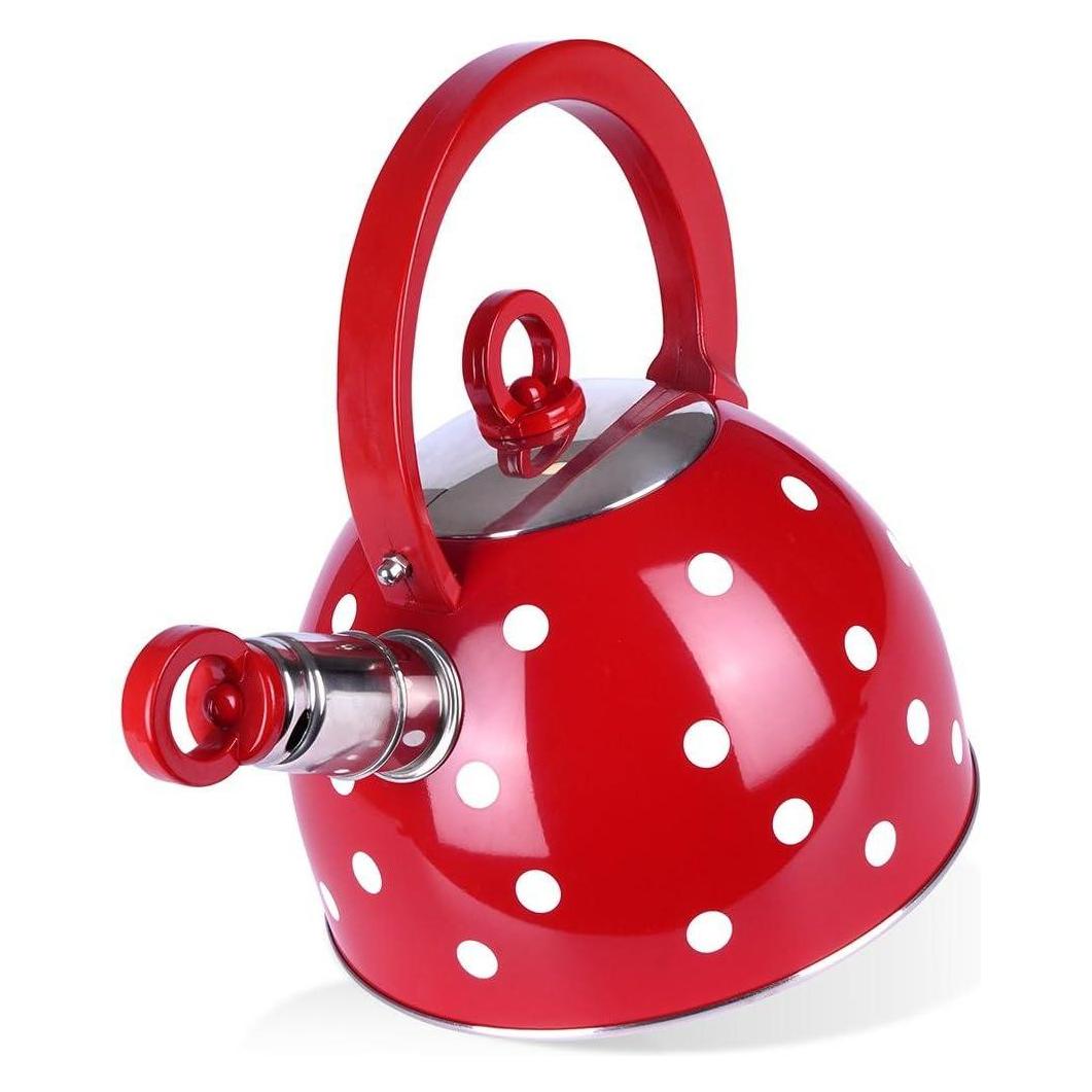 Orion GROUP Waterketel rode stippen | 2 L | waterkoker fluitketel | voor gas en inductie (2 l) (47975521)
