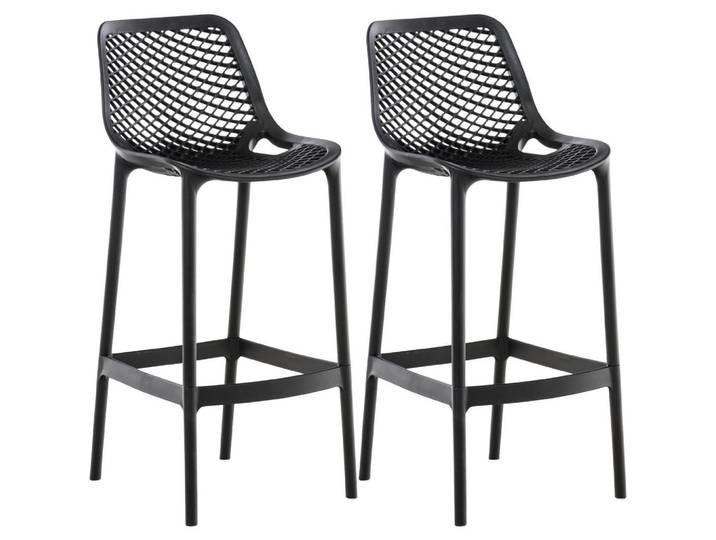 CLP Barhocker 2er Set Kunststoff Schwarz, 45x105x53 cm, Esszimmer, Barmöbel, Barhocker