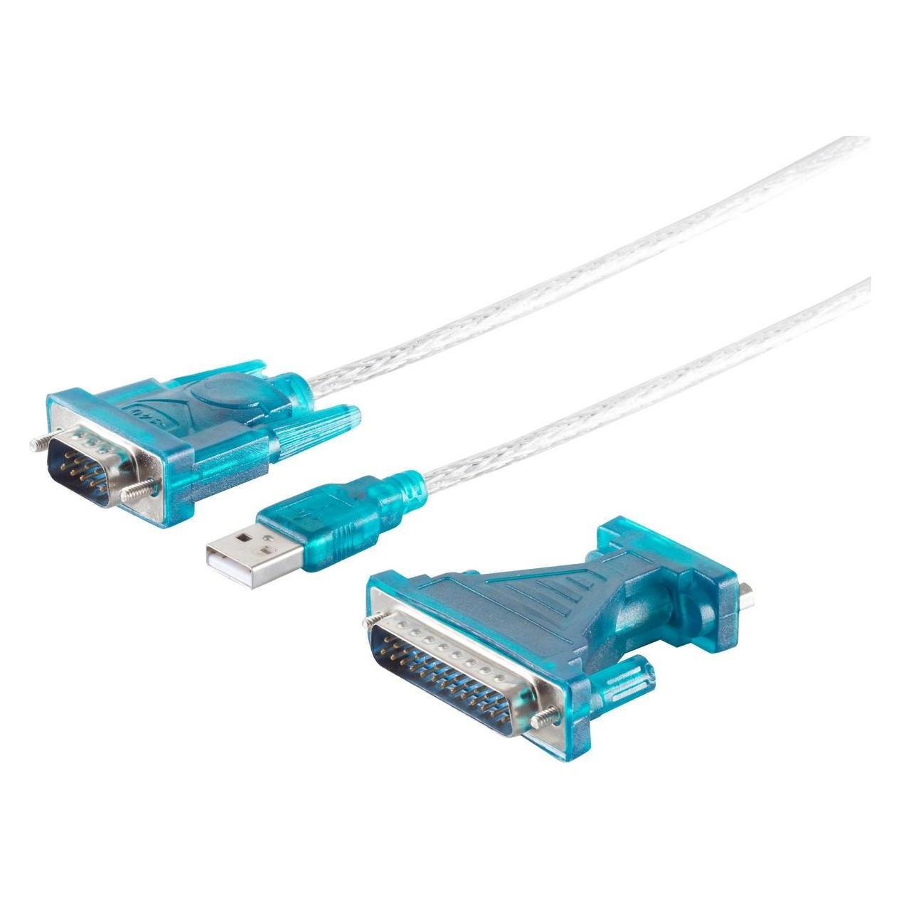 Berrybase USB 2.0 - RS232 Adapterkabel, inkl. DB25 Adapter (1.40 m) (NW75605)