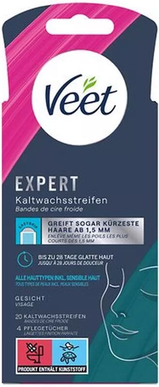 Veet - Expert Kaltwachsstreifen Gesicht, 20Stück