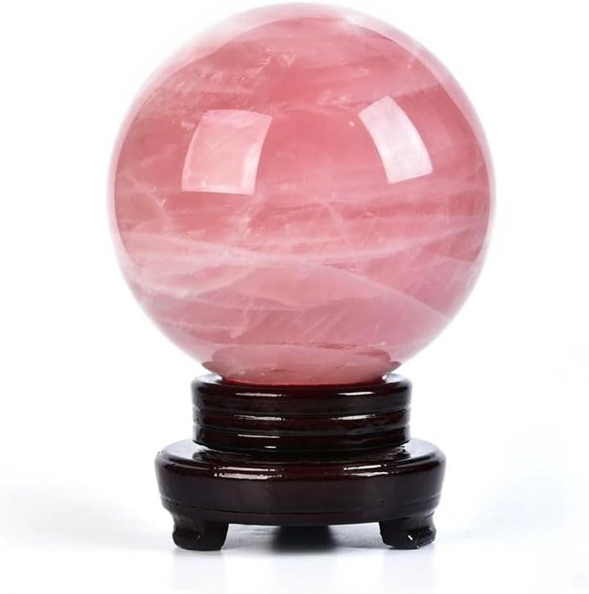 Rozenkwarts Kristal Bol - Roze Edelsteen voor Meditatie en Decoratie - Diameter: 8 cm