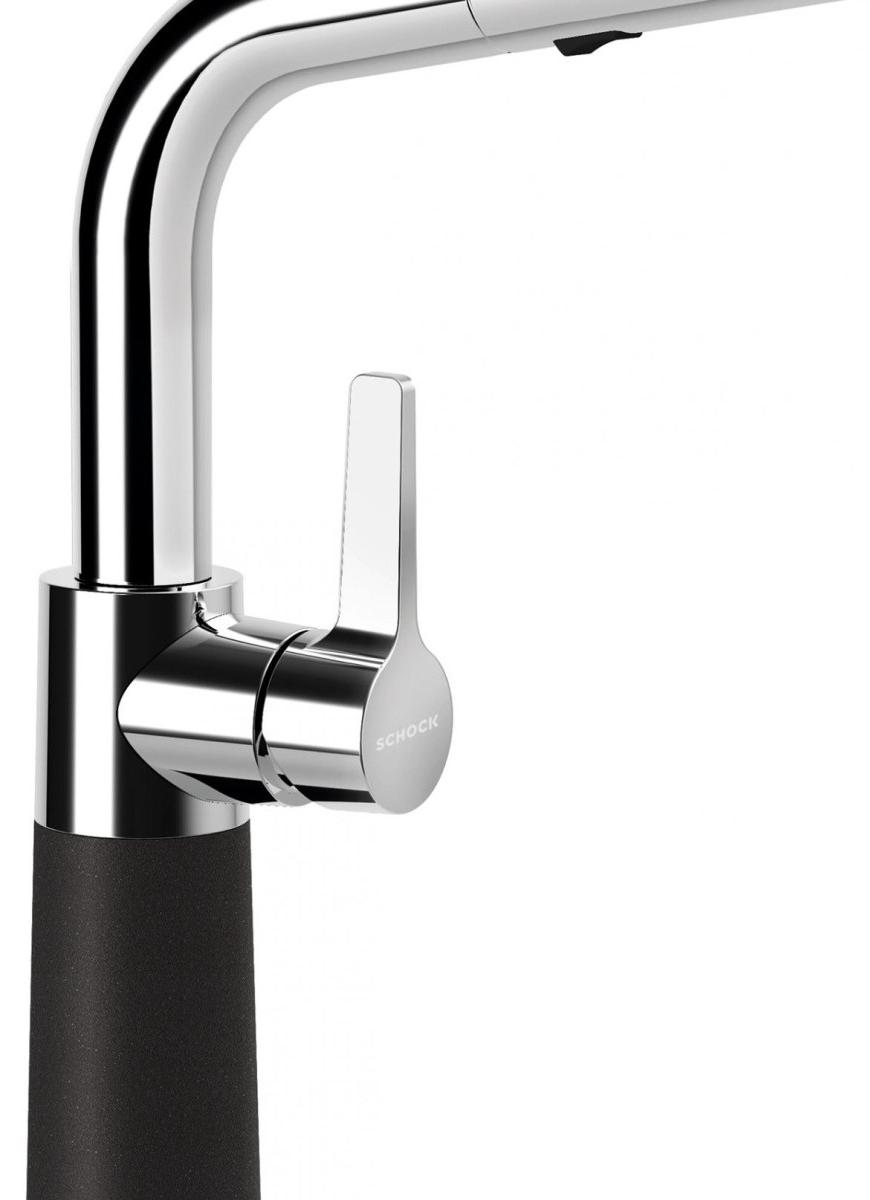 Schock Küchenarmatur SC-540 Puro Schwarz mit Ausziehbarer Brause Cristadur Premium Einhebelmischer Hochdruck